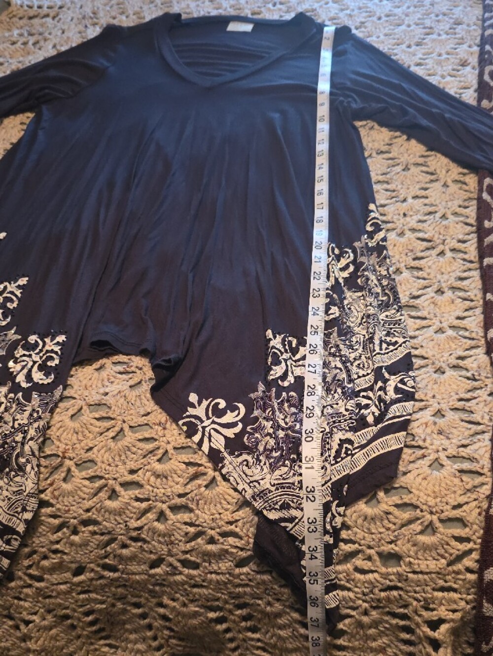 Vocal Dark Grey Tunic with White Floral Border - Picture 7 of 9